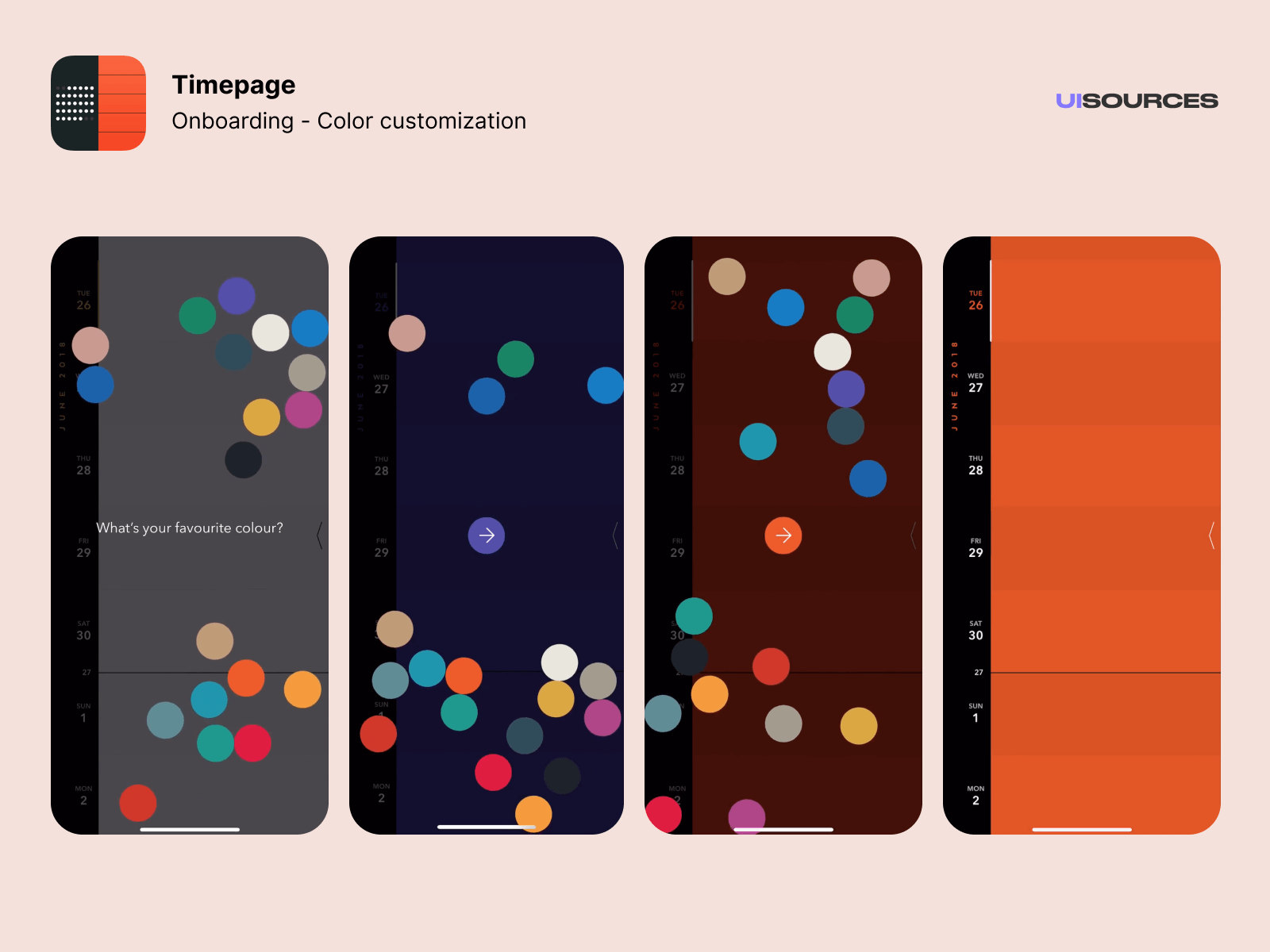 Pick your favourite color to customize the app